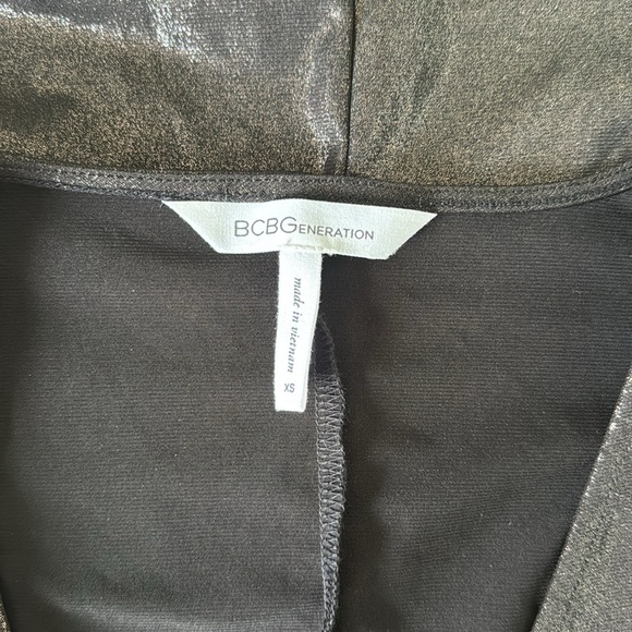 BCBGeneration Black Metallic Long-Sleeve Mini Wrap Dress - Picture 5 of 5